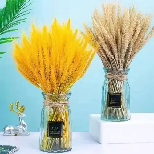 86黄金麦穗客厅摆件乔迁花艺金黄色金穗干花小麦仿真花束摆设带花瓶已