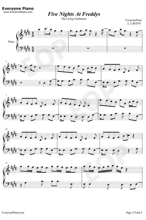 钢琴谱 > 正文five nights at freddys是the living tombstone的歌曲