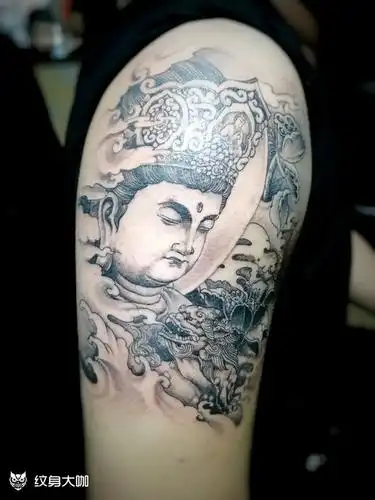 大势至菩萨_纹身图案手稿图片_殷红斌的纹身作品集