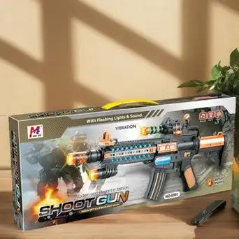 男孩3-6岁声光音乐枪突击步抢美智新款m16儿童电动玩具枪闪光震动