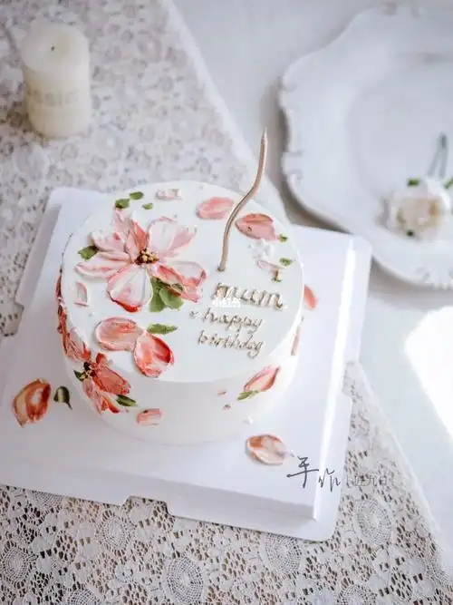 平面刮刀花妈妈女士女神花朵开封生日蛋糕