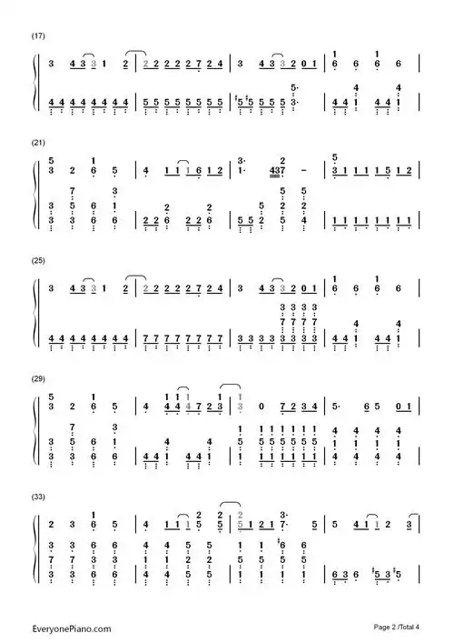 纯真always-无彩限的怪灵世界ed双手简谱预览2-钢琴谱文件(五线谱