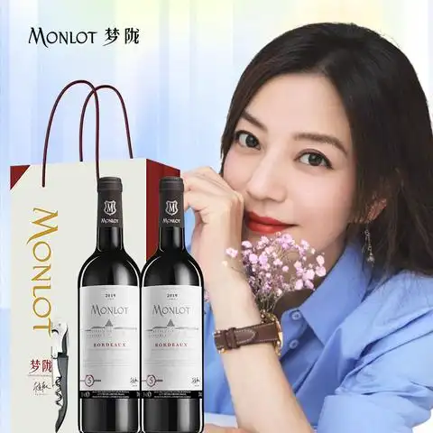 赵薇梦陇干红法国酒庄红酒2019波尔多葡萄酒双支装750ml*2组合