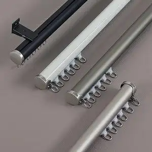 铝合金窗帘轨道直轨单双轨顶装图片