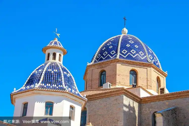 西雅特,蓝色,西班牙,圆顶建筑,古城