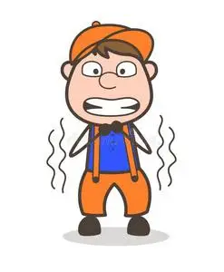 漫画雇工颤抖的采用害怕矢量说明照片