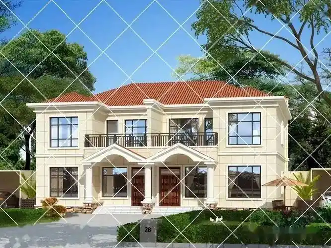 20款兄弟双拼二层农村别墅,适合农村自建的二层双拼别墅设计图_信号