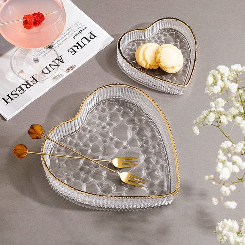 玻璃水果盘西餐餐盘甜品盘爱心盘子精致碟子ins风高颜值餐具网红