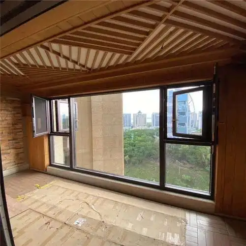 万德居 中空玻璃隔热门窗 断桥窗纱一体厚隔音窗 香槟色隔音断桥窗