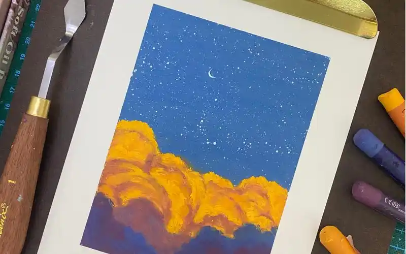 油画棒画|夜空|绘画教程分享