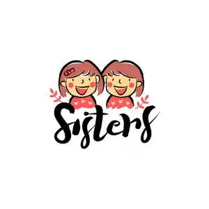 蜡笔画双胞胎姐妹的标志符号照片