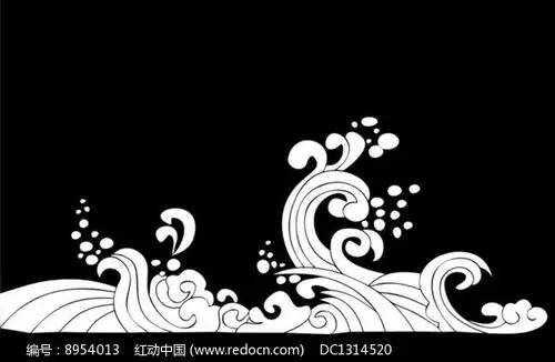 浪花雕刻图案