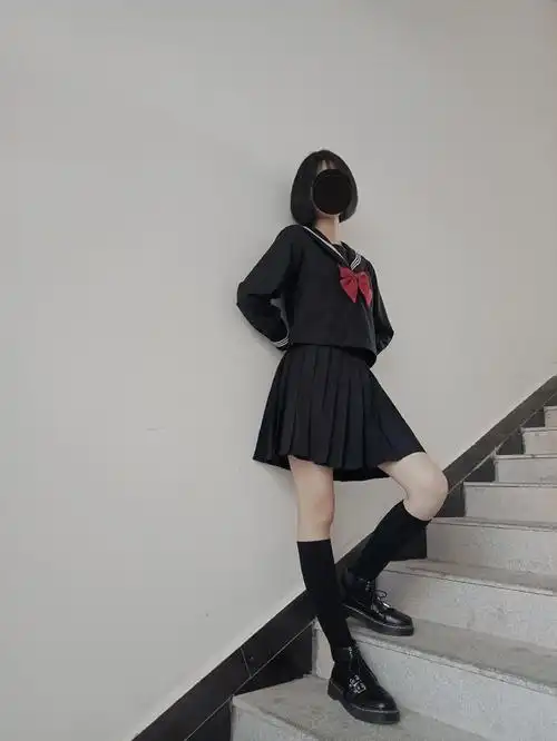 春秋款黑三本jk制服裙不良少女中间服水手服基础款套装 黑三本单件