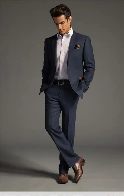 diffmade/蒂夫曼 高级量身定制蓝色毛涤混纺男士西装 ajj31108 蓝色