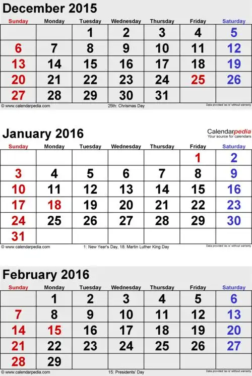 february2016calendars