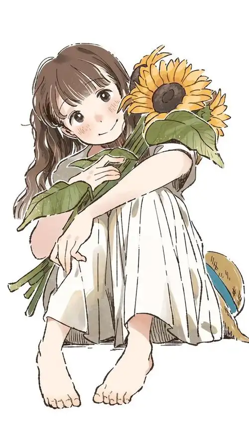 治愈系动漫少女清新甜美手绘插画