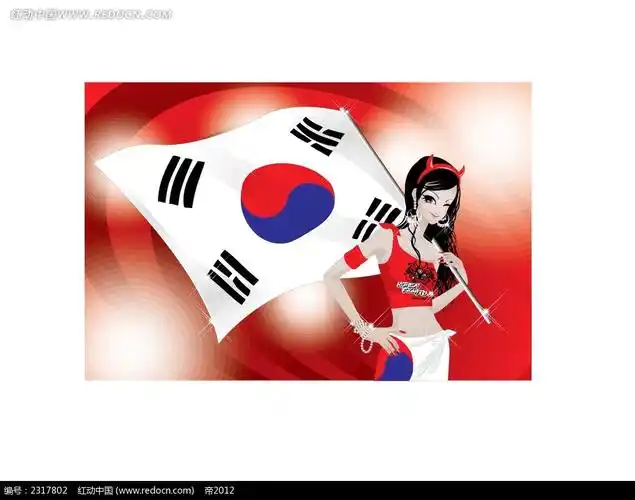 韩国国旗少女矢量插画