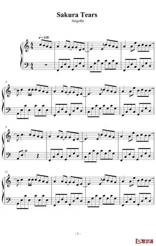 樱花泪钢琴谱最好听版
