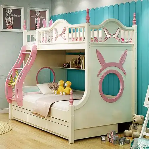 儿童床上下床带滑梯衣柜 高低床双层床儿童房家具组合