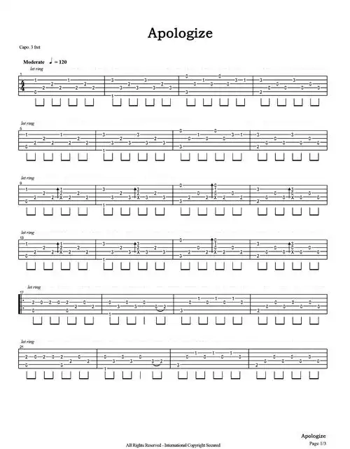 【吉他谱】apolpgize 指弹版 - 宋清卿 soong, chingtsing