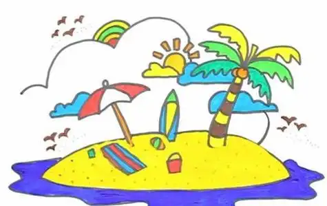 一片大海的简笔画一年级