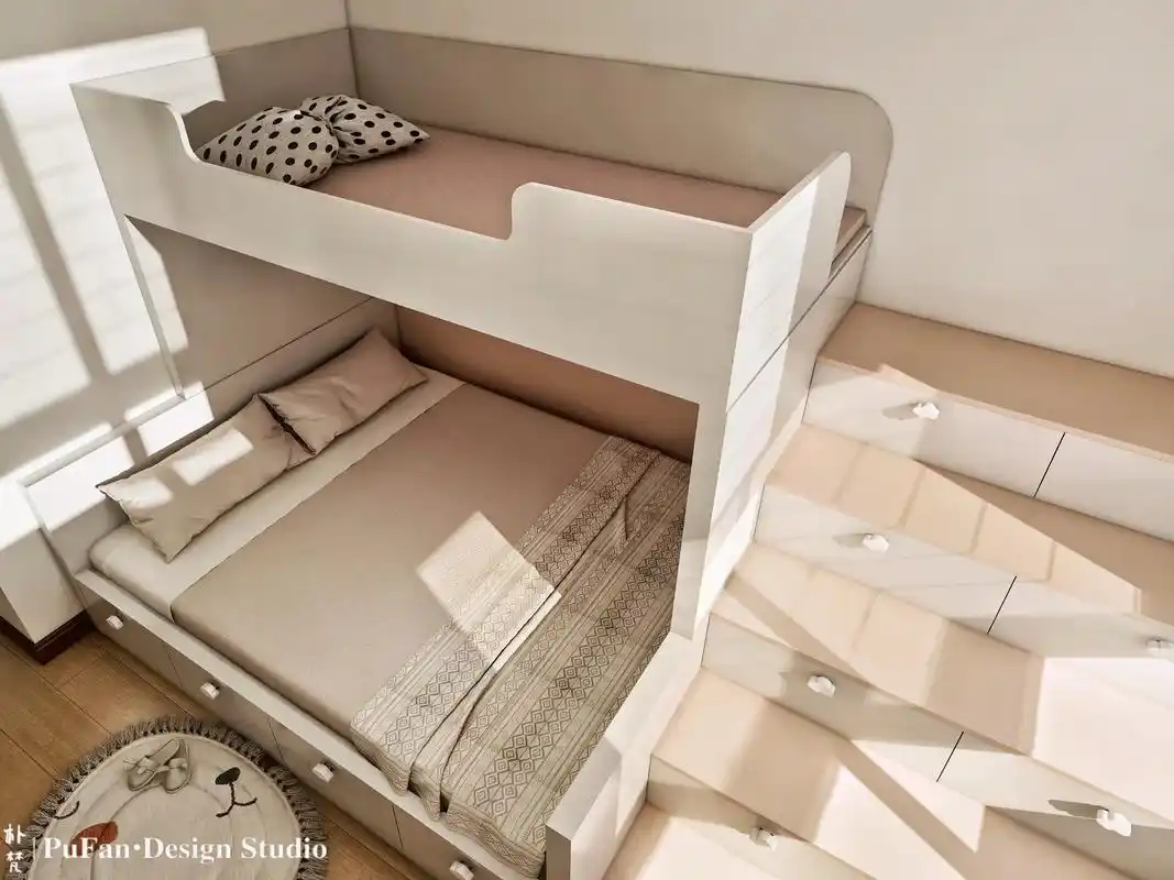 9平米空间实现上下铺儿童床77超大储物空间77衣柜 #榻榻米 # - 抖