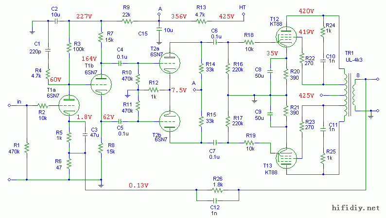 胆机制作kt88推挽线路