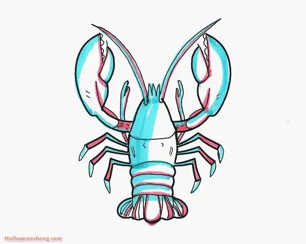 彩色小龙虾简笔画步骤小龙虾简笔画作品彩色图片