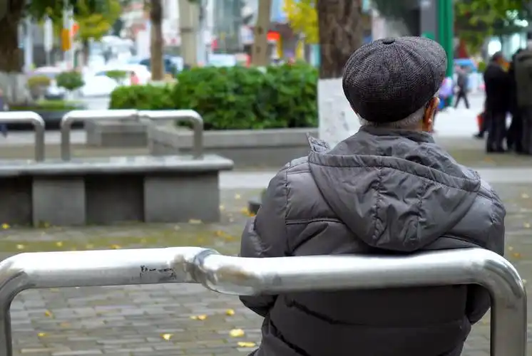 4k实拍公园里的白发老人背影