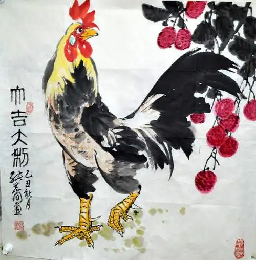 张世简画鸡作品欣赏