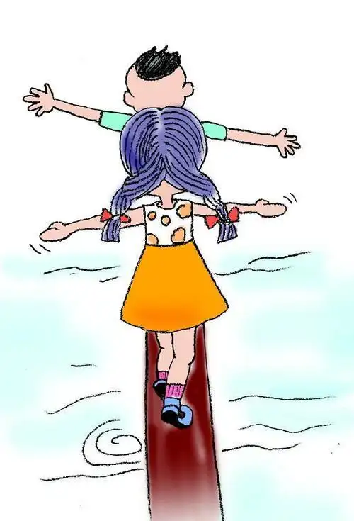 小孩走独木桥简笔画木桥简笔画教程独木桥卡通图儿童独木桥一个人走独