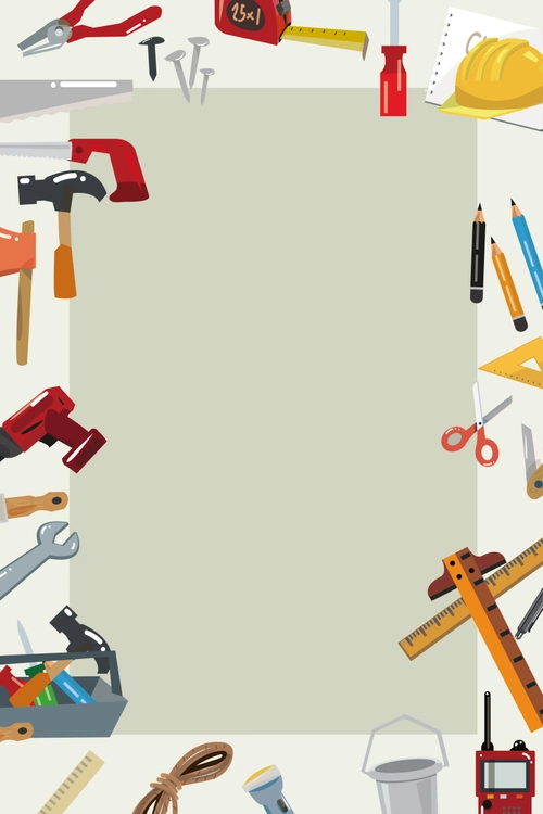 卡通工具插画劳动节海报背景素材