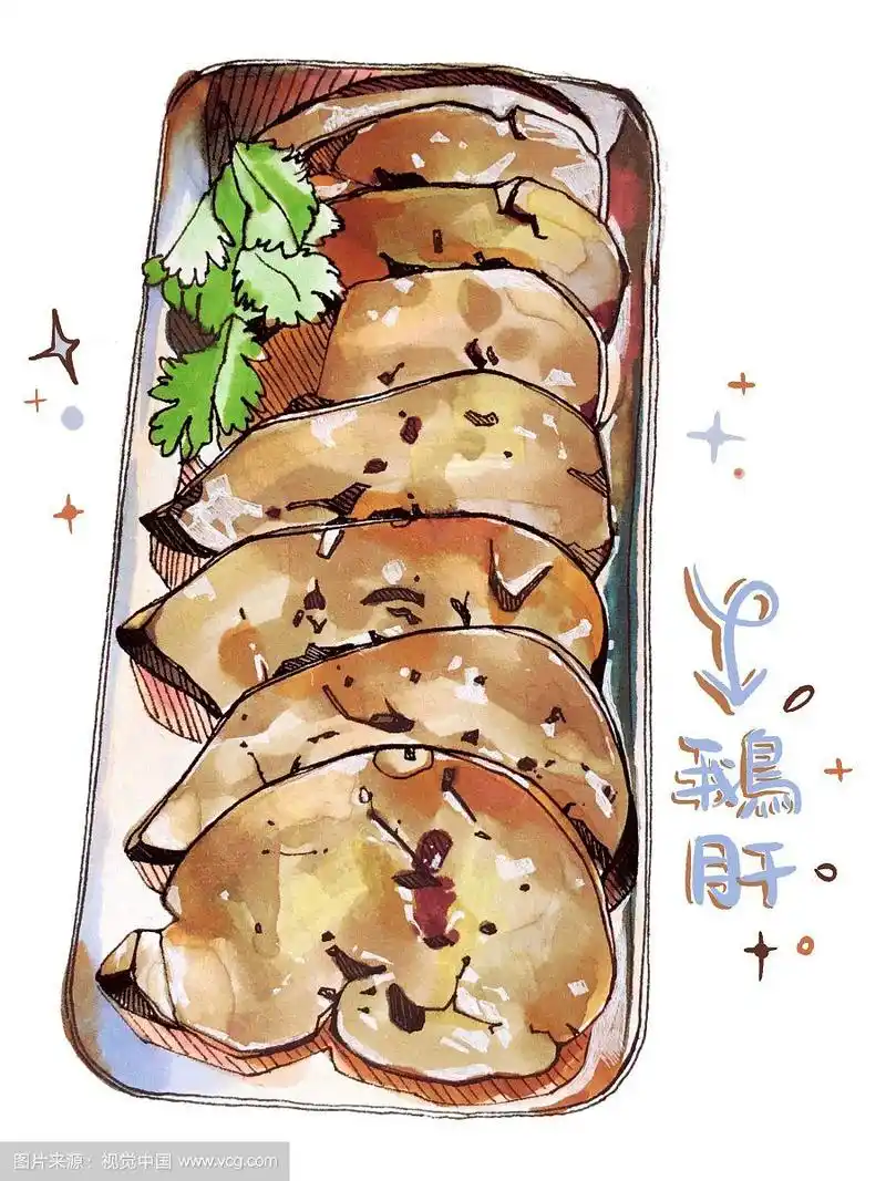 广东粤菜 潮汕狮头鹅 美食手绘菜单 鹅肝肝脏鸭肝 摆盘