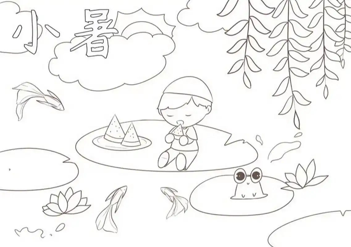 小暑儿童画 模板 小暑的儿童画#手抄报模板# #儿童画# #小暑