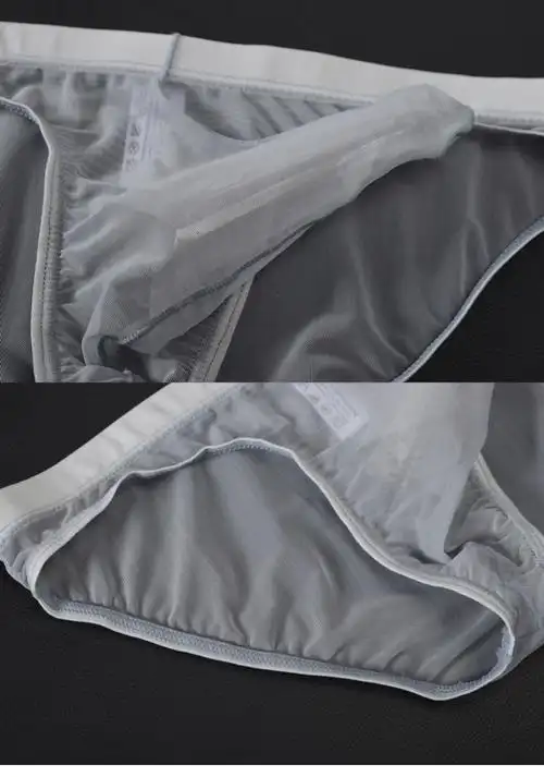 浪莎男士透明鼻内裤网纱薄款枪弹分离性感囊袋三角裤夏男青年 肤色 m