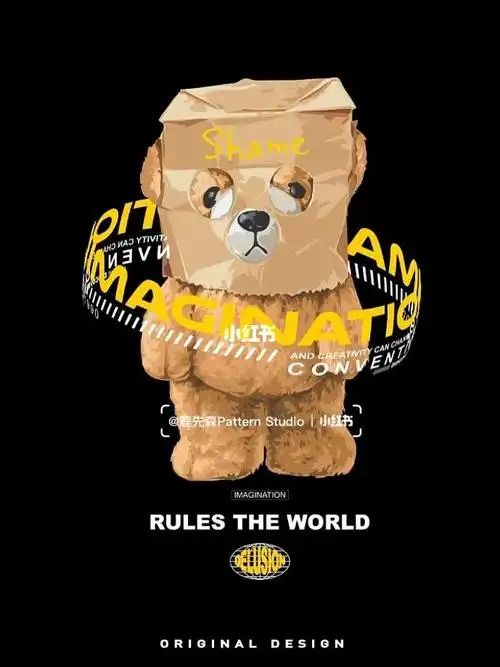 潮牌图案设计套头小熊