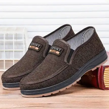 老北京布鞋男爸爸鞋中老年男鞋一脚蹬休闲鞋