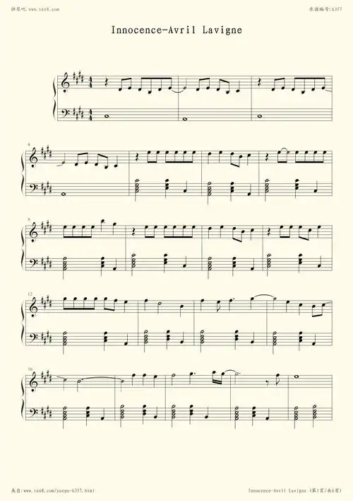 钢琴谱:innocence