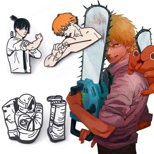 链锯人周边徽章 电次早川秋啵奇塔宇航员电锯人仿珐琅金属胸针pin