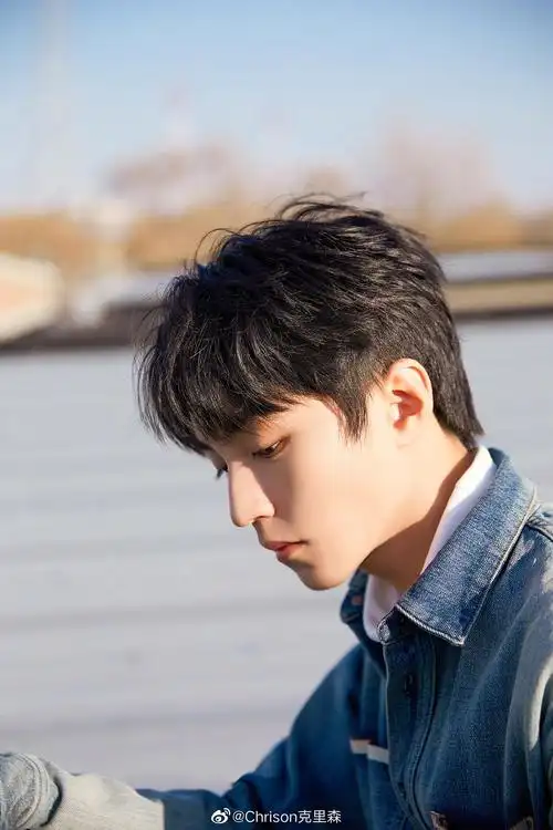 217王俊凯王俊凯户外写真身穿dior牛仔套装的屋顶少年不仅沾染了英气