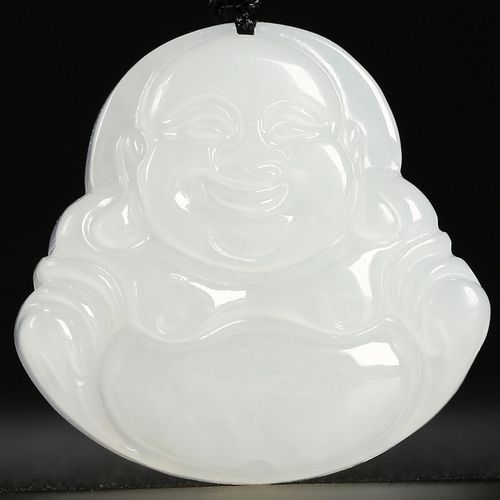 天然和田玉吊坠白玉佛公弥勒佛玉石玉坠挂件项链女款玉佛附证书 和田