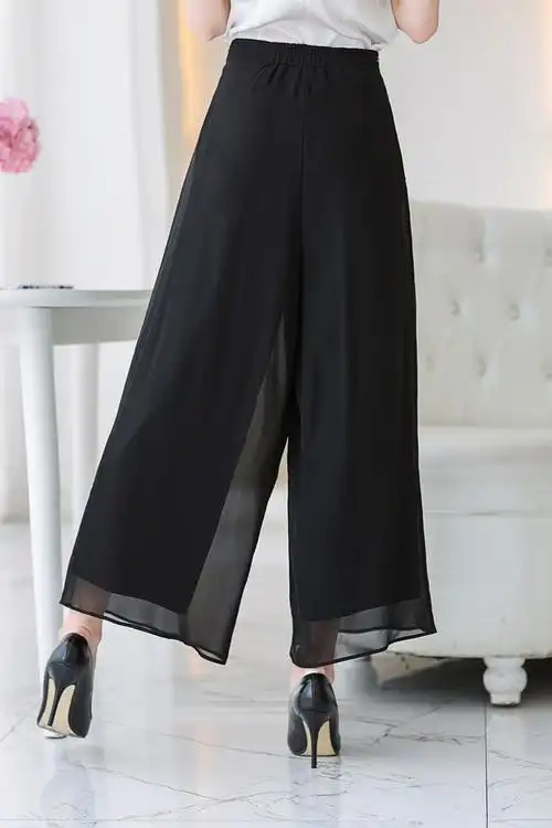 真丝裤子女2020夏新款高腰显瘦阔腿裤九分裤桑蚕丝宽松休闲裤裙裤