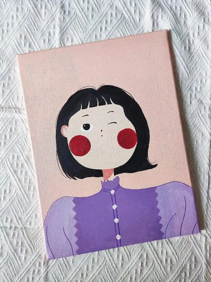 零基础丙烯画可可爱爱小女孩