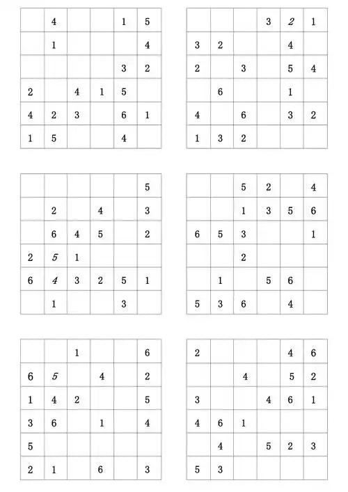 二年级六宫格数独练习题_第4页