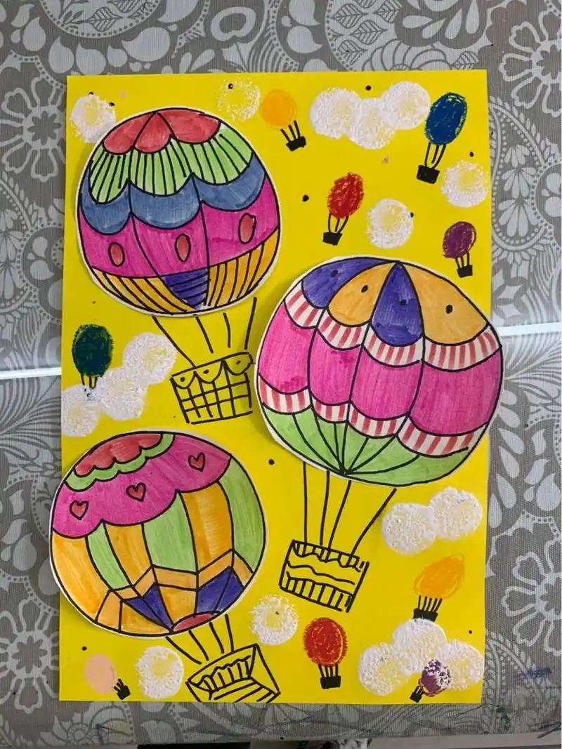 4～5岁少儿创意美术 适合4～5岁的学生,气球可以提前帮他们剪好,简单