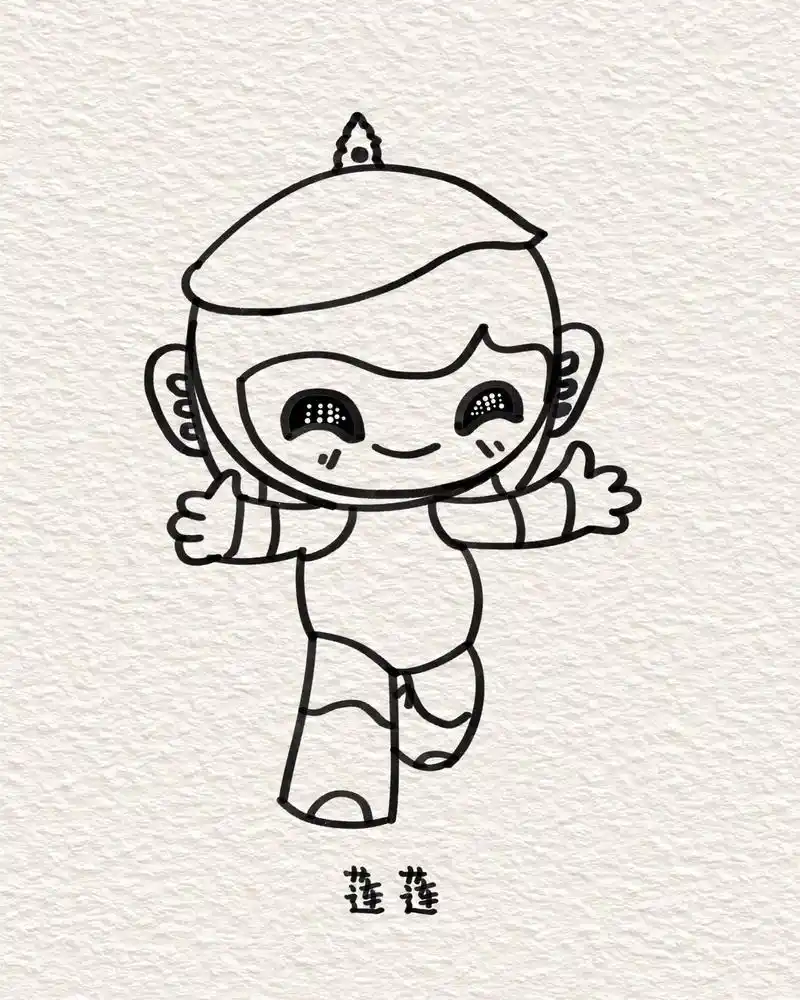 亚运吉祥物莲莲简笔画#杭州亚运会  #亚运会吉祥物 #简笔画 - 抖音