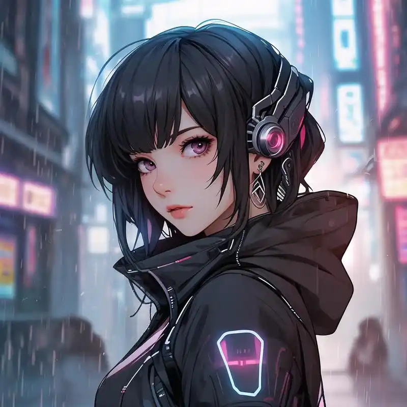 赛博朋克风95动漫美女头像