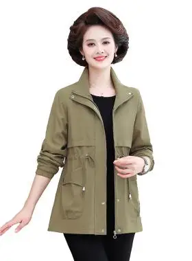 中老年春秋外套中年妇女士夹克风衣50岁新款妈妈秋装洋气上衣薄