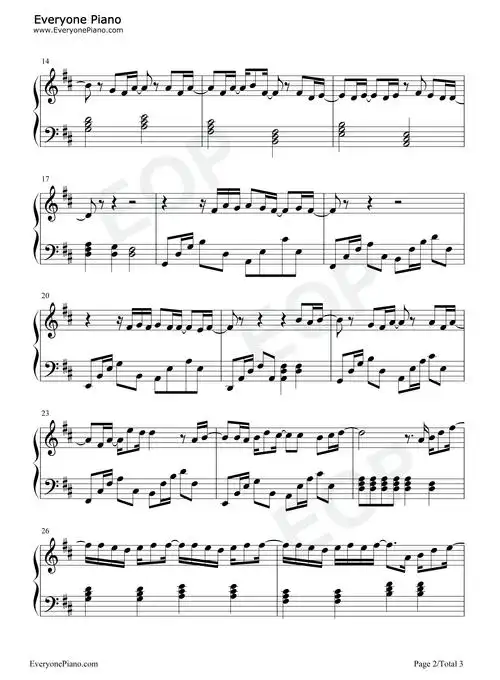 轮廓-简单版-我穿过所有浪漫银河所有城市烟火-抖音五线谱预览2-钢琴