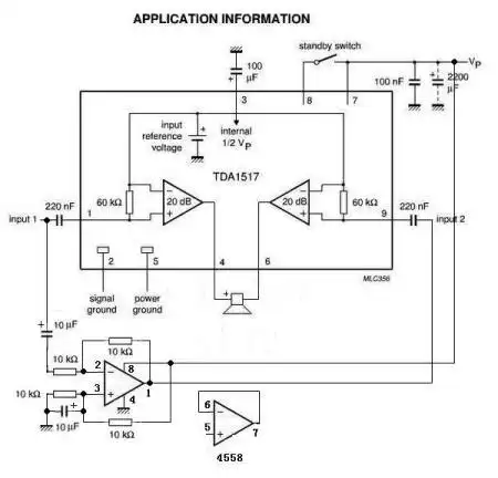 tda1517功放块怎么btl成单声道?